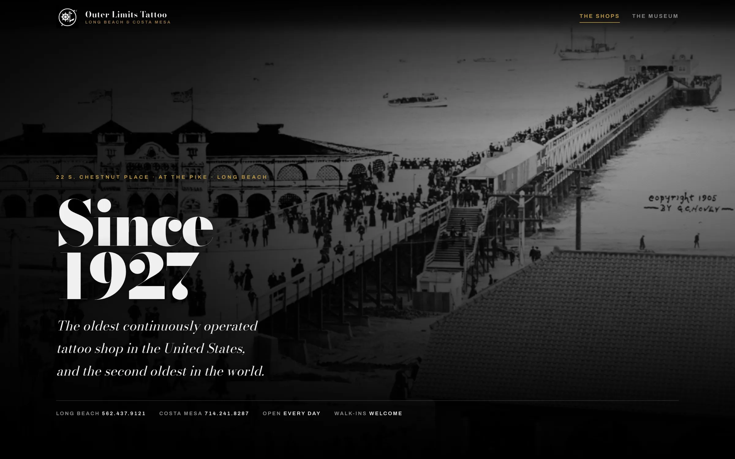 The website built for Outer Limits Tattoo in Long Beach & Costa Mesa, CA